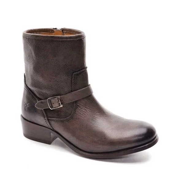 Frye Shoes - FRYE Lynn Strap Short Grey Leather Boot 9
